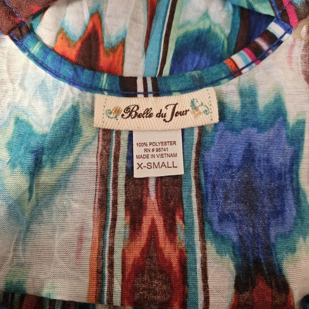 Tie Dye Elastic Waistband Cap Sleeve Top - Picture 13 of 13